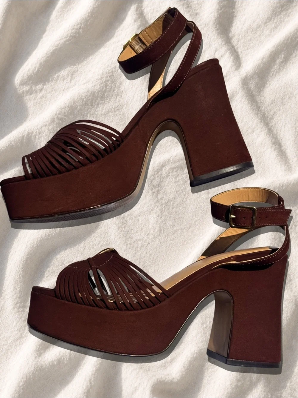 Maeve Dark Brown Suede Platform Block Heel Sandals